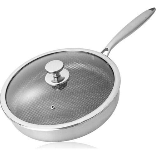 304 Stainless Steel Wok Non-stick Pan Double-sided Honeycomb Without Oil Smoke Frying Pan Wok Without Phosphorus Kitchen Pan