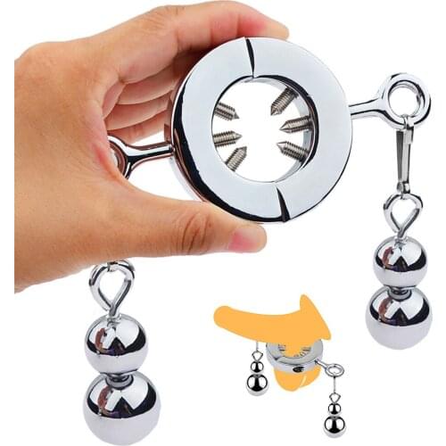 Heavy Duty Scrotum Balls Stretcher Pendant With Spikes Cockring Metal Cock Penis Ring Cbt Bdsm Testis Torture Sex Toys For Men