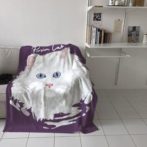 Bedroom Warm Blankets Persian Cat Purple Sofa Throw Blankets Childrens Baby Soft Blankets Airplane Portable Blanket