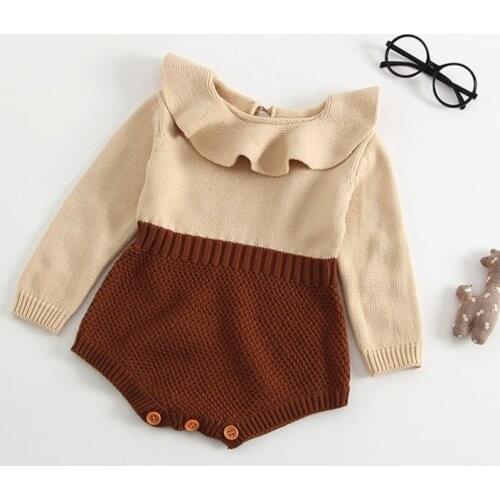 Spring Autumn Baby Jumpsuit Knitting Sweater Conjoined Garment Baby Bodysuits Long Sleeve Baby Girl Clothes Baby Girls Bodysuit