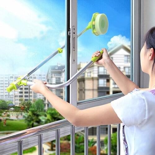Glass Window Cleaning Brus Retractable Pole Clean Window Device Dust Brush washing Double Faced Glass Scraper Wipe Ceaner Tool