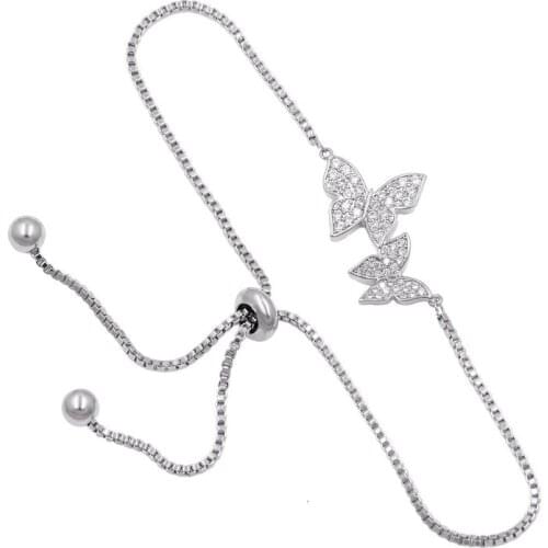 WEIMANJINGDIAN Cubic Zirconia Crystal Pave Butterfly Bracelets for Women Adjustable Size Bridal Bridesmaid Jewelry