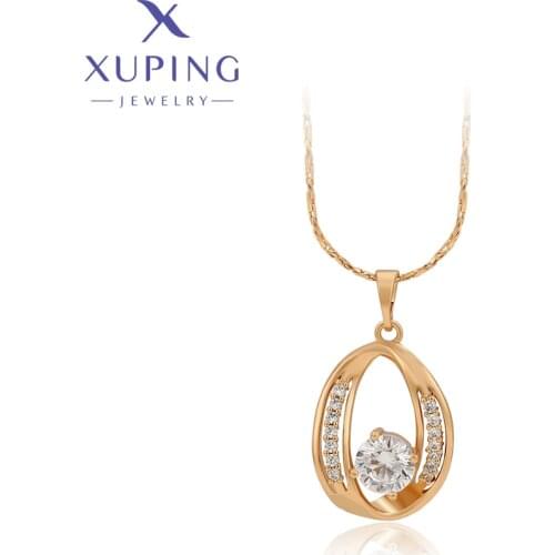 Xuping Fashion Jewelry Elegant Round Shape Gold Color Plated Necklace Pendant Christmas Gift for Women 34520