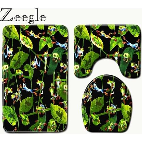 Zeegle Toilet Bath Mats Bathroom Mat Set 3D Bathroom Shower Microfibre Bath Mat Toilet Lid Cover Carpet Rugs Bathroom Mat
