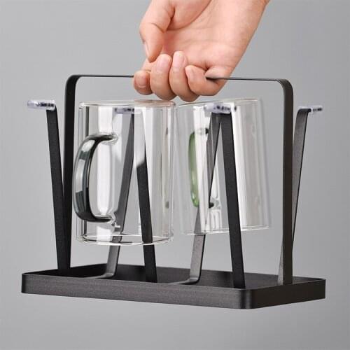 Iron Cup Holder Kitchen Shelves Cup Drain Storage Rack Water Cup Mug Shelf Desktop Metal Cup Holder