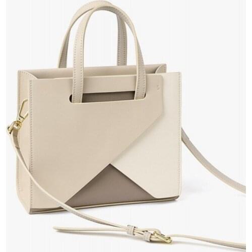 Women Brand Casual Bag Panelled Design Cow Split Leather Handbag Flap Shoulder Bags Geometry Bag Female Simple Crossbody Bags