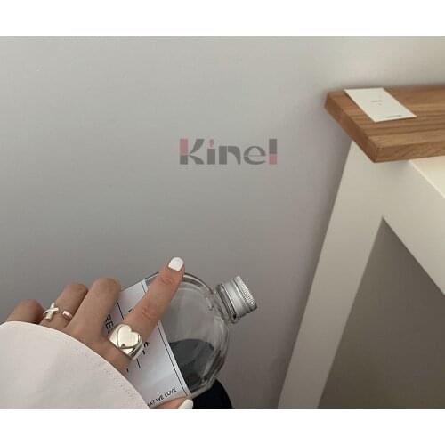 Kinel 925 Sterling Silver LOVE Heart Width Rings for Women Couples Creative Trendy Wedding Korea Jewelry Gifts Prevent Allergy
