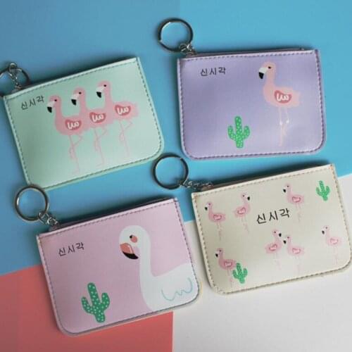 M239 Women Purses Cute Flamingo Series More Than One Bird One Bird Three Birds PU Leather Coin Purses Card Bag