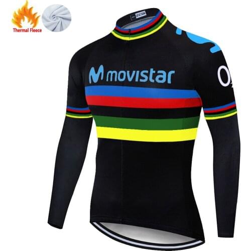 2020 team movistar maillot ciclismo pro Winter Thermal Fleece quick dry breathable long sleeve jersey Men bicycle shirt