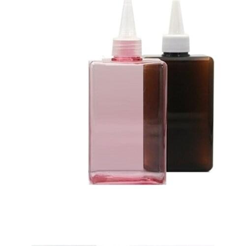 300ML White Transparen Brown PETG Plastic Square Refillable Bottle Clear Pointed Cover Pink Green Empty Cosmetic Container 10pcs
