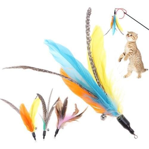 5 Pcs/lot Random Colorful Cat Toys Feather Replacement Head Interactive Play Training Feather Refill Cat Wand Pet Products