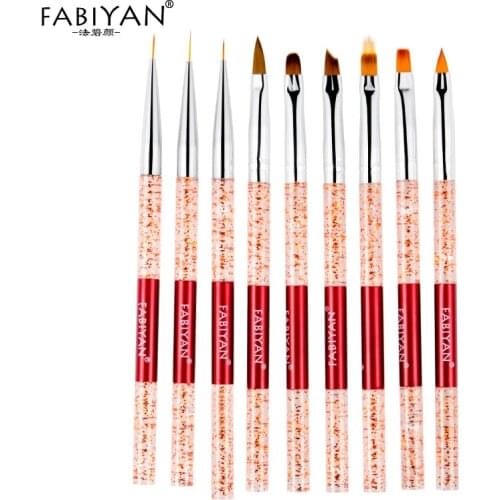 9Styles Nail Art Brushes Gradient Powder Thin liner Extension Design Flower Painting Dotting Drawing 3D Tips Builder Pen