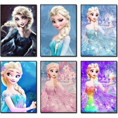 Disney DIY 5D Round Full Diamond Mosaic Painting Cross Stitch Elsa Kit Diamonds Embroidery Square Drill Home Decoration