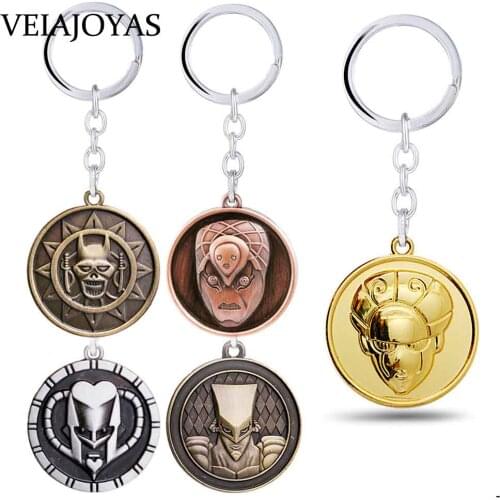 Anime JO JO BIZARRE ADVENTURE Jotaro Kujo Mask Keychains KILLER QUEEN Arrow ASB Metal Keyring Holder Cosplay Collection llaveros