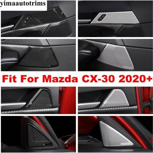 Car Audio Stereo Speaker Loudspeaker Sound Frame Cover Trim Decor Stainless Steel Accessories Interior For Mazda CX-30 2020 2021