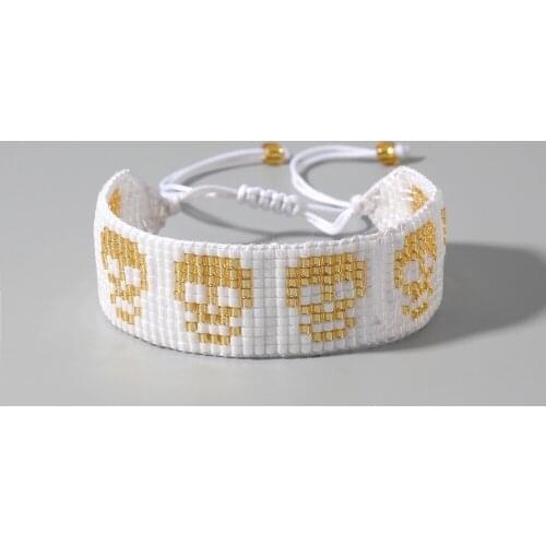 Rttooas Miyuki Golden Skull Pattern Bracelet For Women Unique Boho Female Handmade Woven bracelets Friendship bracelet