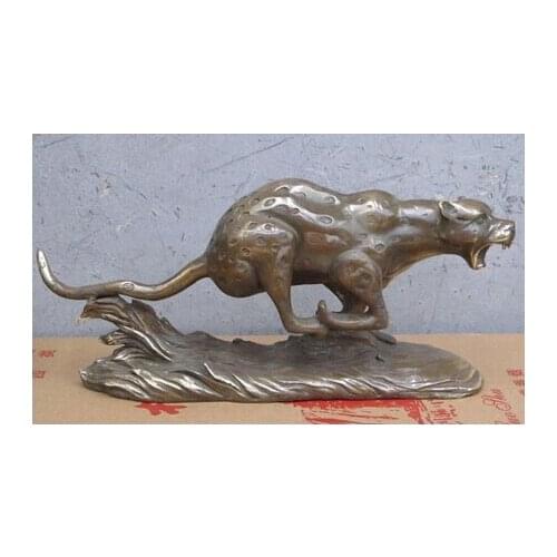 13" Western ART Bronze sculpture to the cheetah statue halloween Arts Decoration Brass