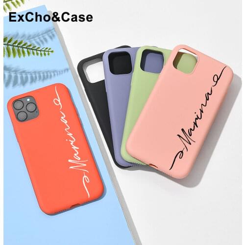2021 New Custom line Name iphone Case For iphone 11 Pro 12 Mini SE 2020 6 6S 7 8 Plus X XS XR XS Max Liquid Silicone Phone Cover