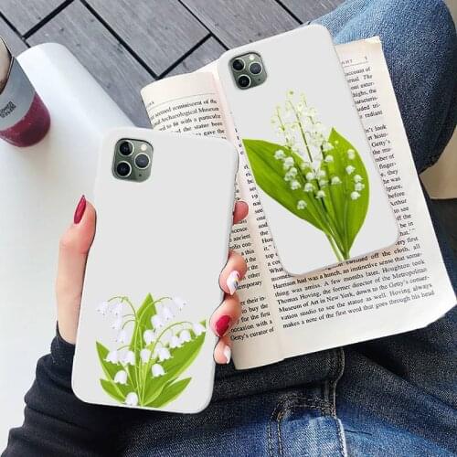 Lily of the valley Phone Case Candy Color for iPhone 6 6S 7 8 11 12 XS X SE 2020 XR mini pro Plus MAX Soft TPU mobile bag coque