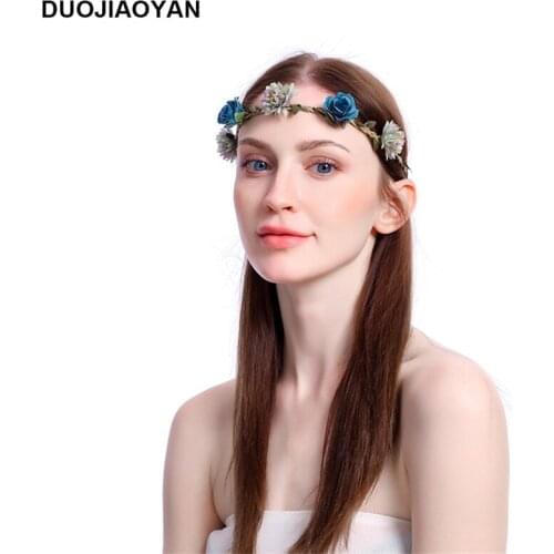 DUOJIAOYAN artifical flower headband accessories adjustable women hair band festival wedding garland