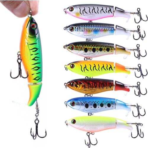 HENGJIA 1pcs 9cm 17g Topwater Floating Whopper Popper Lure Soft Rotating Tail Artificial Hard Bait Fishing Tackle