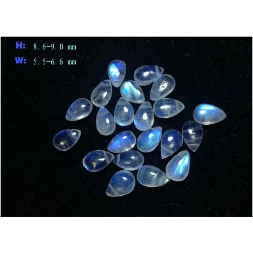 ICNWAY 1bead Natural Moonstone 4x6mm-7x10mm Perforated Drop Shaped Flat Beads for Jewelry Making Necklace Earring Bracelet