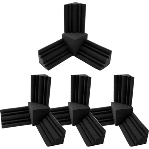 Quality 16Pcs/Set Acoustic Foam 12Pc Bass Trap Wall Foam + 4Pc Square Sound Insulation Foam Flame Retardant High Density