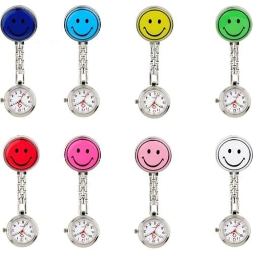 10pcs/lot Unisex Classical Smile face Nurse Doctor Clips Pocket watches for hospital medical officer Workers Alloy gifts clock