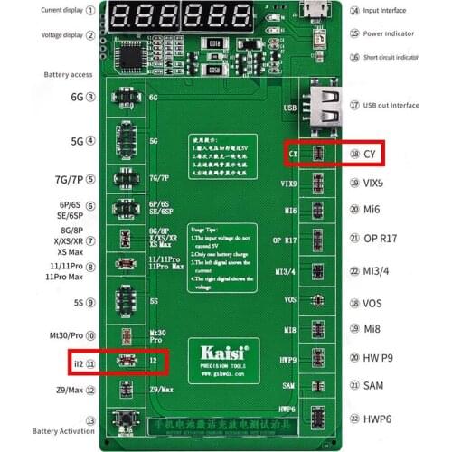 KAISI K-9208 2021 Version Battery Charger Activation Plate for iPhone 12 11 XS/Samsung/Xiaomi/Huawei MATE 30/P9//OPPO