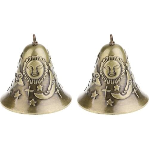 2Pieces Chinese Lucky Copper Wind Chimes Feng Shui Antique Bell Wind Chime for Home Garden Room Decor Mascot Fortune