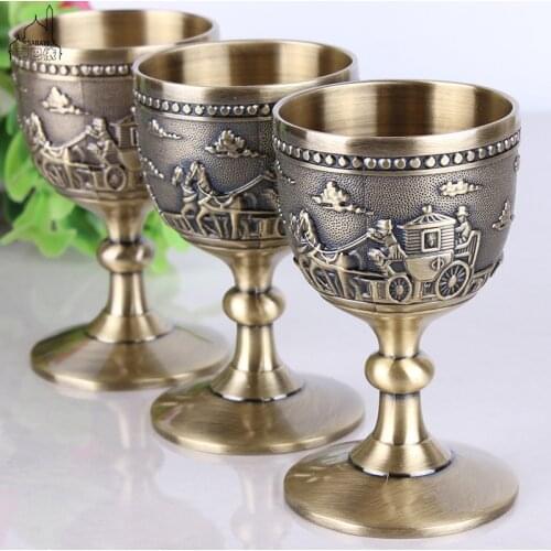 Classical Metal Wine Cup Handmade Small Goblet Household Copper Wine Glass Carving Pattern Creative Drinkware shot glass