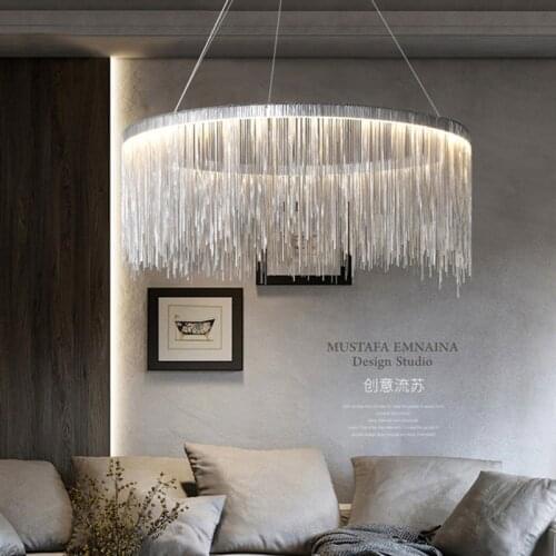 Postmodern Living Room ChainChandelier Nordic Creative Cloth Store Tassel Chain Led Hanging Lamps