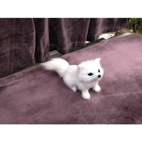 Small white simulation fox toy polyethylene & furs handicraft sitting fox doll about 12x7cm 048
