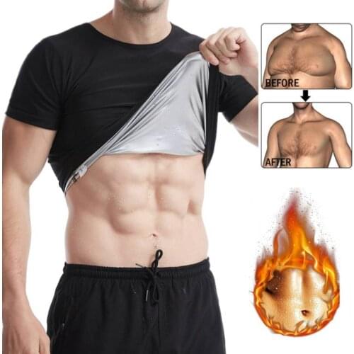 Mens Sweat Sauna Shapewear Thermo T-shirt Compression Shirt Slimming Body Shaper Vest Workout Tank Tops Waist Trainer Undershirt