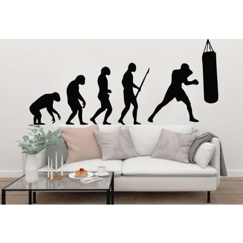 Darwin Boxing Evolution Wall decal BOXER wall art vinyl sticker GYM GAMES ROOM Bedroom Boxing Mural Wallpaper Art Pic Z266