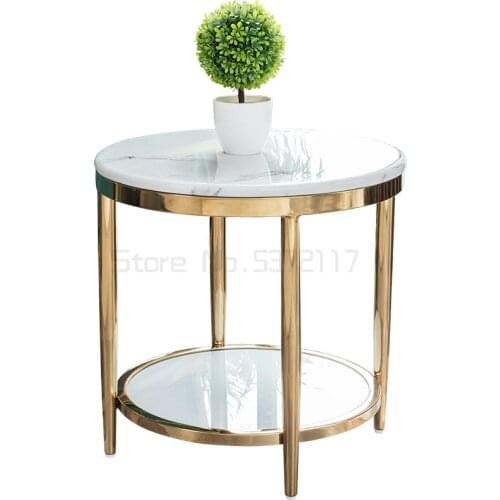 Nordic marble edge table simple modern bedside table small family round table sofa round corner table