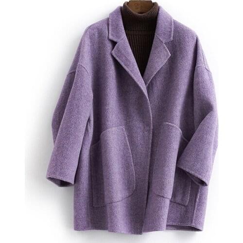New Real Wool Coat Female Autumn Woman Coats 2020 Korean Elegant Fashion Soft Alpaca Jacket Ladies Casaco