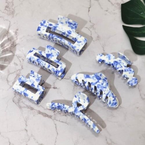 New Large Acetic Acid Porcelain Print Hairpins Hair Clip Crab Hair Claws For Women Girl Hair Accessories Headdress Party Gifts