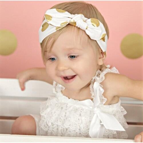 2018Hot Sale Baby Bronzing Dot Hair Band Girls Bowknot Headband Photography Props Kids Headwear Toddler Elastic Infant Headwear