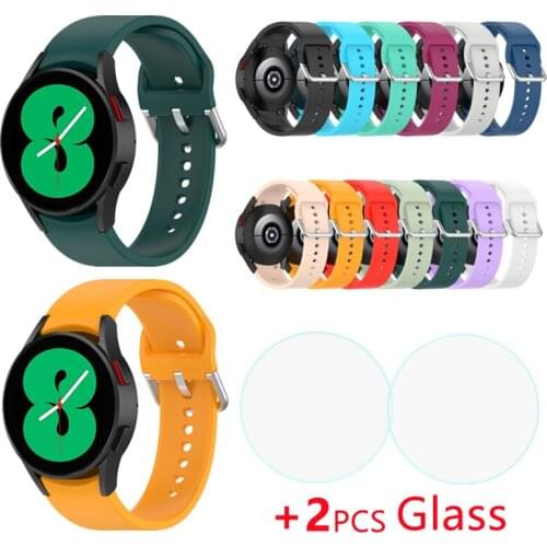 Strap+Glass For Samsung Galaxy Watch 4 Classic 46mm 42mm/ Watch4 44mm 40mm Bracelet and Watch4 Tempered Glass Protective Film