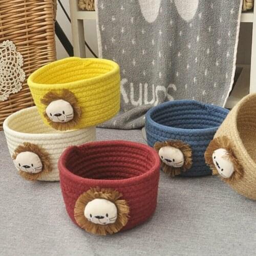 Cartoon Animal Hand Woven Storage Box Kid Toys Basket Desktop Sundries Organizer Home Storage Organization Storage Boxes