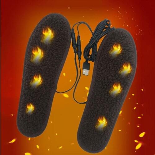 USB Heated Shoe Insoles Lamb Wool Feet Pad Mat Heating Insoles Winter Warm Outdoor Washable Thermal Insoles Unisex 35-46 Size