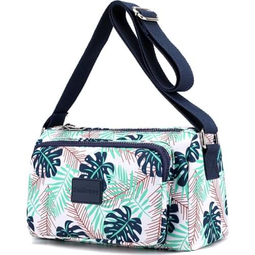 Women Waterproof Nylon Shoulder Bag Female Flower Fashion Solid Color Zipper Crossbody Bag Ladies Tote Travel Bag
