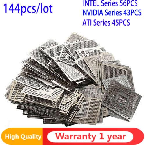 144pcs/lot BGA Direct Heat graphics card BGA Stencils INTEL/ NVIDIA/ ATI Video chips Bga Reballing Stencil Tample Kit