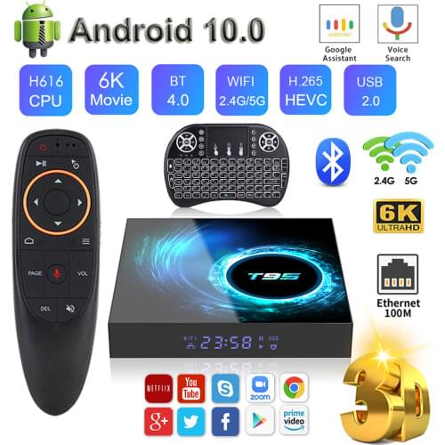 Android TV Box 10.0 with 32GB 64GB 128GB 6K HD Youtube Media Player 3D Video 5G Wifi Bluetooth Quad Core Smart TVBox Set top box