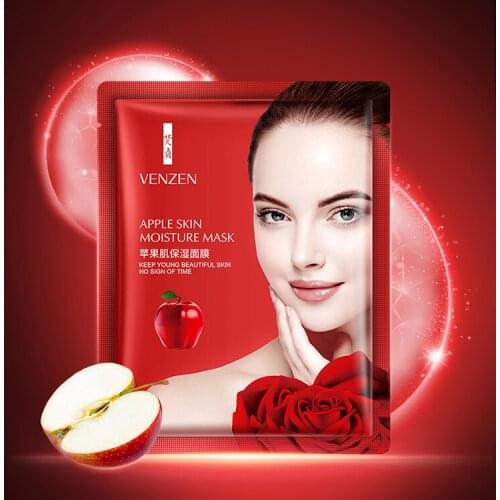 VENZEN Facial Mask Apple Facial Mask Sheet 10Pcs Moisture Whiting Face Mask Pack Skin Care