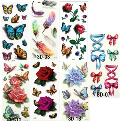 Temporary Tattoos Sticker Water Transfer Tattoos for Body Art Cool 3D Waterproof Temporary Tattoos for Girls Flower Tattoos