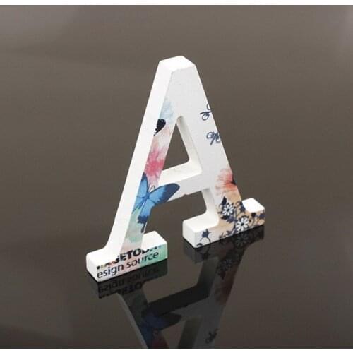 10cm A-Z Wooden English Letters White Butterfly Alphabet Ornaments Decoration Crafts Wood Letter Wedding Decorative Numbers