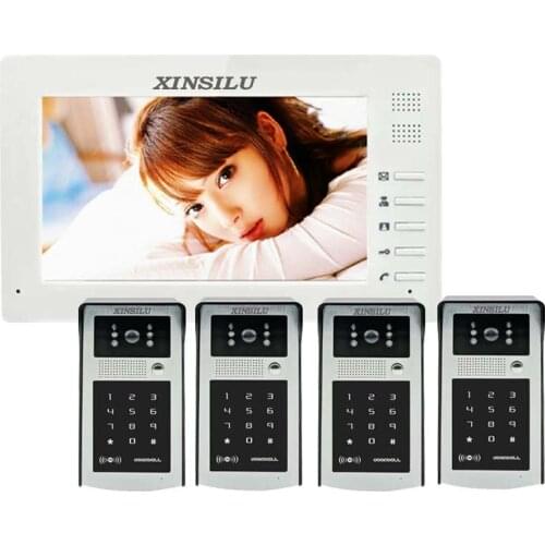 XINSILU Touch Key Video Door Phone Intercom System 7" LCD for RFID Password & IR Camera 700 TV Line Remote Access Control System