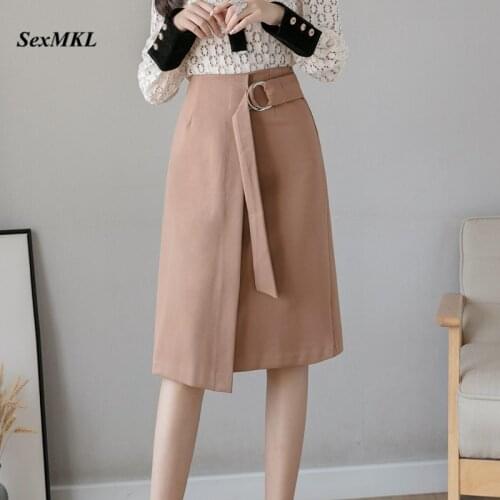 Women Sexy Office Long Skirts Plus Size 2020 Fashion High Waist Black Elegant Skirt Casual Korean Clothes Ladies Red Midi Skirt